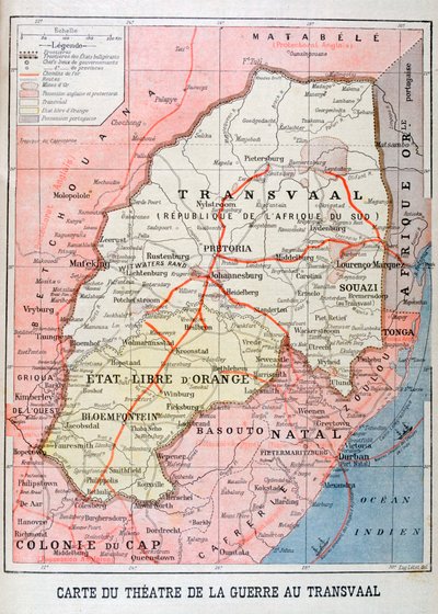 Mapa divadla války v Transvaal, 1899 od Unbekannt