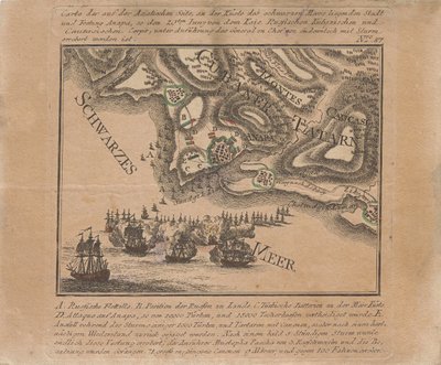 Mapa dobytí mořské pevnosti Anapa ruskými vojsky na Černém moři v červnu 1791, 1791. od Unbekannt