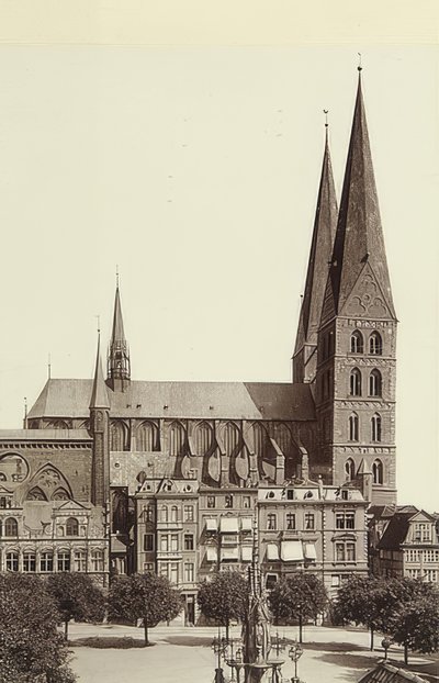 Kostel Panny Marie v Lübecku. Kolem roku 1900 od Unbekannt