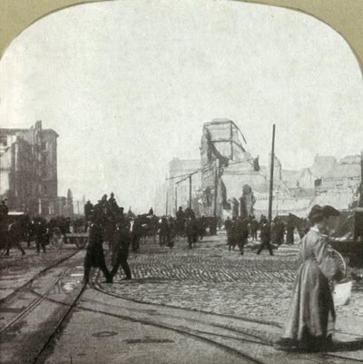 Market Street z trajektového depa – budovy Chronicle a Call v dálce, 1906. od Unbekannt