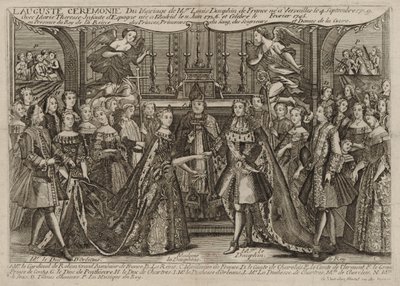 Sňatek Ludvíka, francouzského dauphina s Marií Thérèse Raphaëlle, infantkou Španělska v roce 1745 ve Versailles, 1745 od Unbekannt