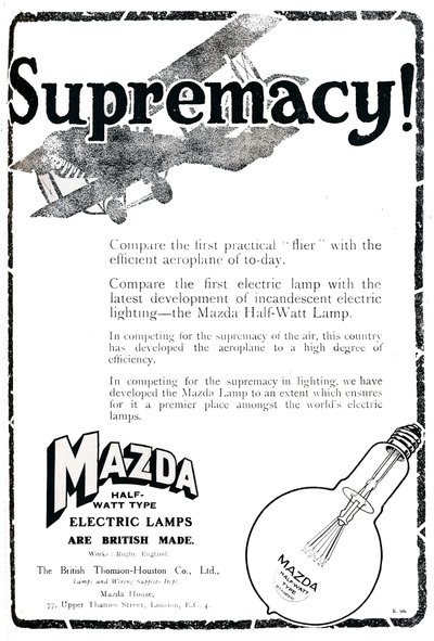 Reklama na elektrické žárovky Mazda půlwattového typu, 1919 od Unbekannt