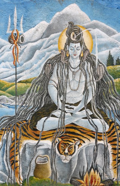 Meditující Shiva s naja hady v Pashupatinath, Kathmandu, Nepál od Unbekannt