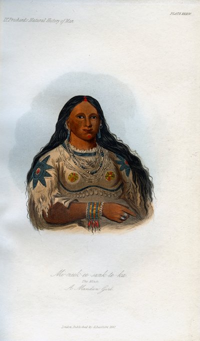 Mi-neek-ee-sank-te-ka, The Mink, A Mandan Girl, 1848 od Unbekannt