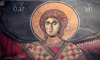 Mickael Archanděl Byzantská freska z kostela Panagia tou Arakos 12. století Kypr Malované kostely Místo UNESCO Troodos, Kypr od Unbekannt
