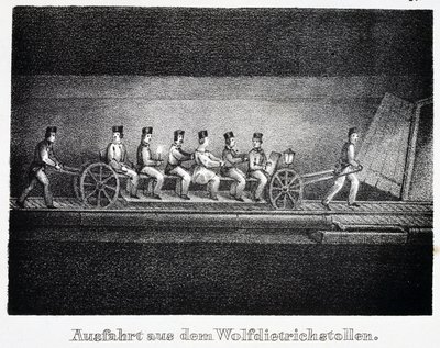 Mine de sel: doprava v tunelu Wolfdietrich, Durrnberg, Autriche od Unbekannt