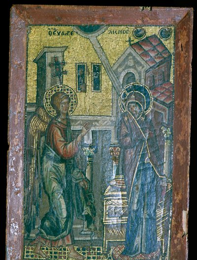 Miniaturní byzantská mozaika Zvěstování, 14. století od Unbekannt