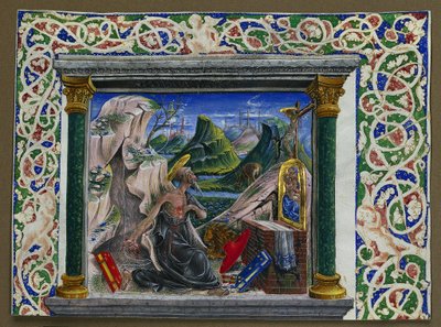 Miniatura vyříznutá z rukopisu: St. Jerome in the Wilderness, c. 1500. od Unbekannt