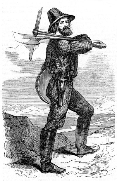 Prospektor těžby v kalifornských zlatých polích, 1853 od Unbekannt