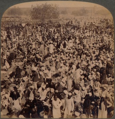 Mohamedáni na Fast Day před mešitou Jumma, při pohledu na jih, Dillí, Indie, 1903 od Unbekannt