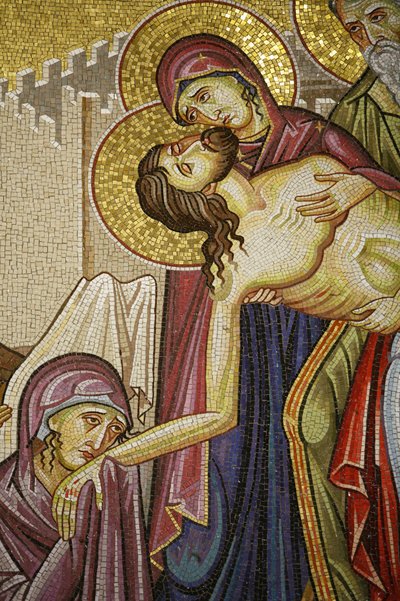 Mozaika Kristovy smrti v kostele Božího hrobu, Jeruzalém, Izrael od Unbekannt