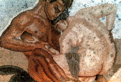 Mozaika satyra a nymfy, Faunův dům, Pompeje, Itálie od Unbekannt