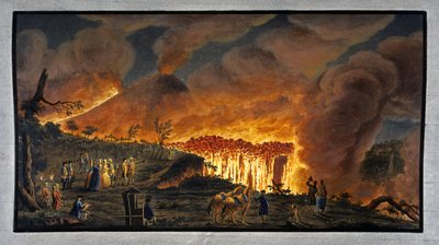 Sopka Vesuv erupce v noci, Neapolské království od Unbekannt