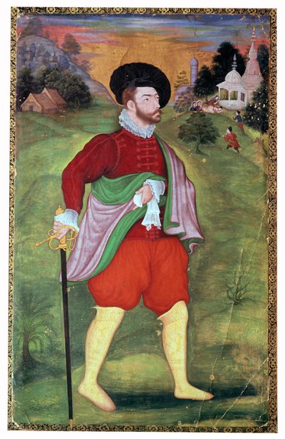 Mughalský portrét Evropana, 16. století od Unbekannt