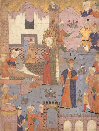 Muhammad oživuje nemocného chlapce, Folio z Falnama Book of Omens of Ja