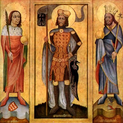 Oltář v Mulhouse, otevřený, c1385 1955 od Unbekannt