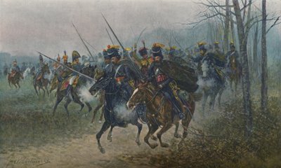 Napoleon a jeho štáb překvapeni kozáky, 1812, 1896. od Unbekannt