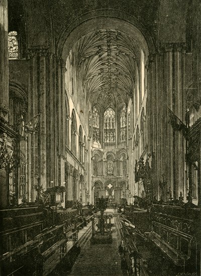 Norwichská katedrála. Sbor, pohled na východ, 1898. od Unbekannt