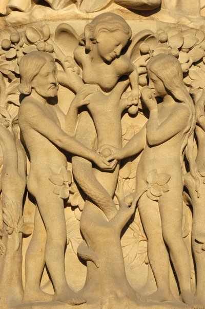 Socha katedrály Notre Dame de Paris: Adam a Eva, Paříž, Francie od Unbekannt