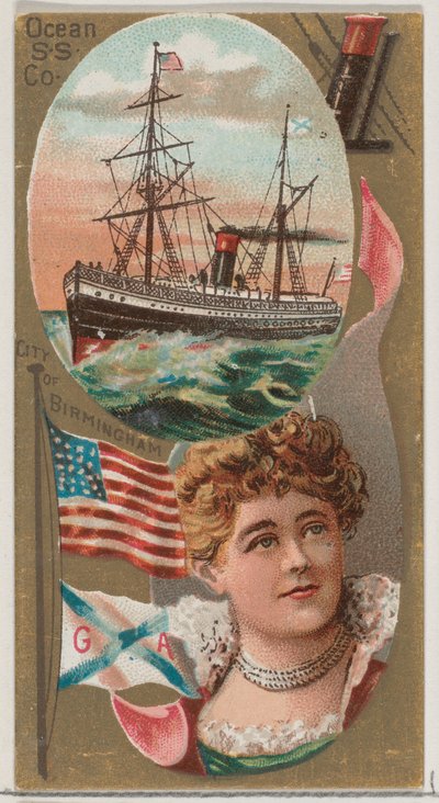 Ocean Steamship Company, ze série Ocean and River Steamers N83 pro cigarety značky Duke..., 1887. od Unbekannt