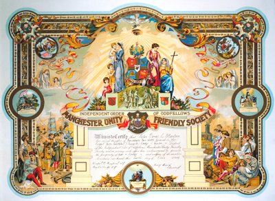 Certifikát držitelky úřadu ženské lóže Manchester Unity Friendly Society, 1929 od Unbekannt