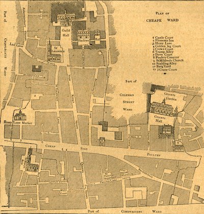 Stará mapa Ward of Cheap - asi 1750, 1897. od Unbekannt
