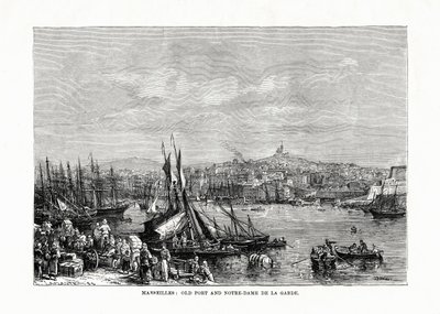 Starý přístav a Notre Dame de la Garde, Marseilles, Francie, 1879 od Unbekannt