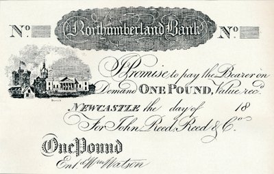 Jedna librová bankovka provedena pro Northumberland Bank, c1820 od Unbekannt