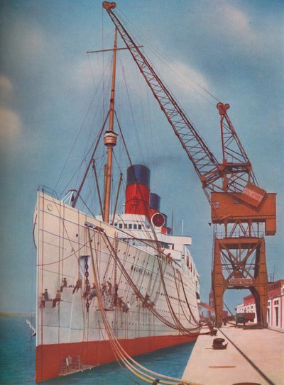 Jedna z nejoblíbenějších transatlantických lodí, Mauretania v Southamptonu, 1937 od Unbekannt