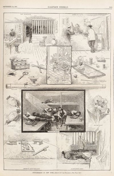 Kouření opia v New Yorku od Harpers Weekly, 24. září 1881, 1881 od Unbekannt