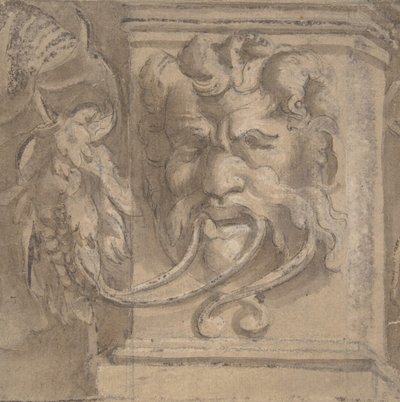 Ornamentální design s maskou v antickém stylu, 1550-1600. od Unbekannt