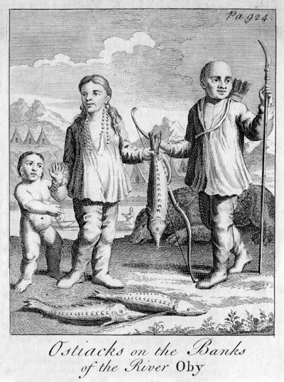 Ostiacks na břehu řeky Oby, c 1700 od Unbekannt