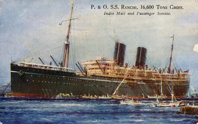 P. & O. S. S. Ranchi, 16 600 tun hrubého, Indie Mail and Passenger Service, 1934. od Unbekannt