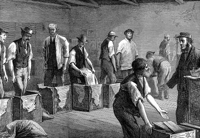 Balení čaje ve skladech East & West India Dock Company, Londýn, 1874 od Unbekannt