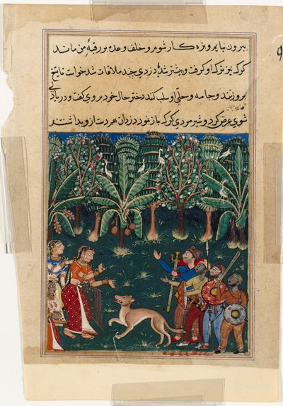 Stránka z Příběhů papouška Tuti-nama: Dvanáctá noc: Dcera obchodníků..., c. 1560. od Unbekannt