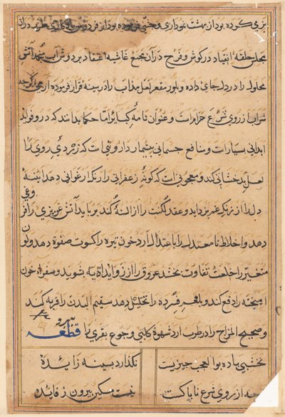 Stránka z Příběhů papouška Tuti-nama: textová stránka, c. 1560. od Unbekannt