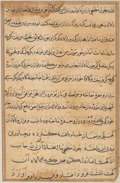 Stránka z Příběhů papouška Tuti-nama: textová stránka, c. 1560. od Unbekannt