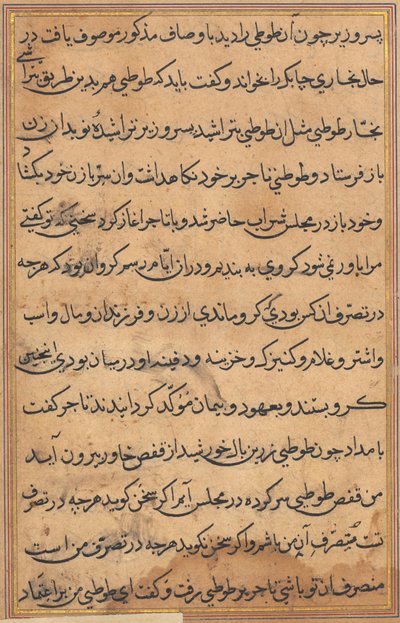 Stránka z Příběhů papouška Tuti-nama: textová stránka, c. 1560. od Unbekannt