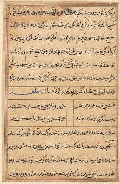 Stránka z Příběhů papouška Tuti-nama: textová stránka, c. 1560. od Unbekannt
