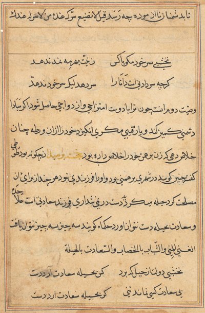 Stránka z Příběhů papouška Tuti-nama: textová stránka, c. 1560. od Unbekannt