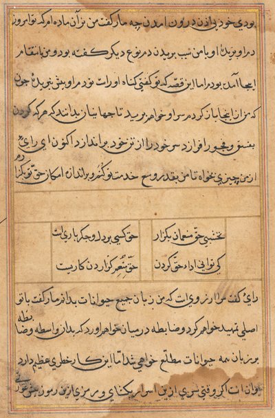 Stránka z Příběhů papouška Tuti-nama: textová stránka, c. 1560. od Unbekannt