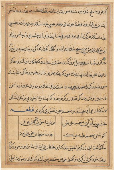 Stránka z Příběhů papouška Tuti-nama: textová stránka, c. 1560. od Unbekannt