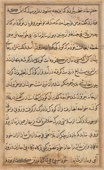 Stránka z Příběhů papouška Tuti-nama: textová stránka, c. 1560. od Unbekannt