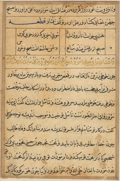 Stránka z Příběhů papouška Tuti-nama: textová stránka, c. 1560. od Unbekannt