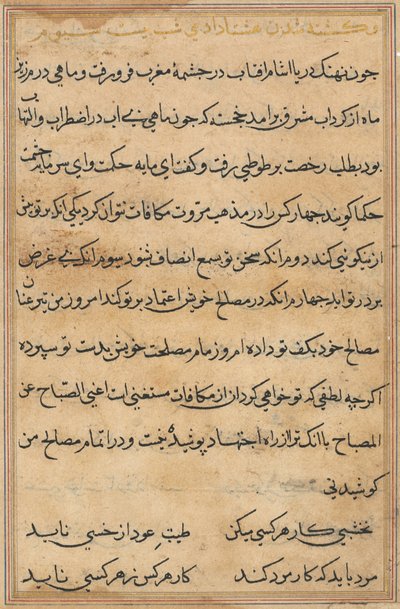 Stránka z Příběhů papouška Tuti-nama: textová stránka, c. 1560. od Unbekannt