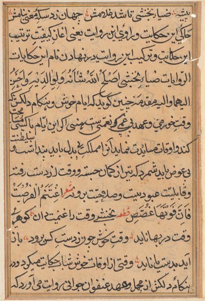 Stránka z Příběhů papouška Tuti-nama: textová stránka, c. 1560. od Unbekannt