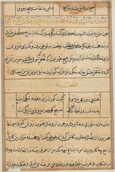 Stránka z Příběhů papouška Tuti-nama: textová stránka, c. 1560. od Unbekannt