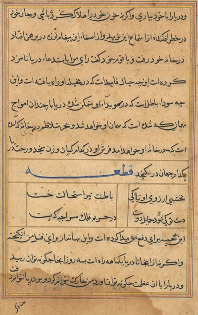 Stránka z Příběhů papouška Tuti-nama: textová stránka, c. 1560. od Unbekannt