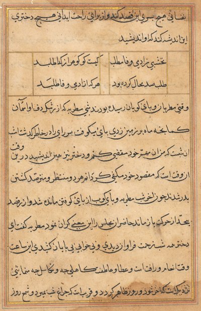 Stránka z Příběhů papouška Tuti-nama: textová stránka, c. 1560. od Unbekannt