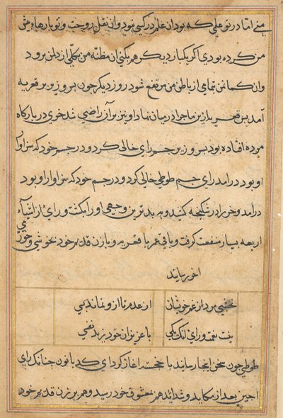 Stránka z Příběhů papouška Tuti-nama: textová stránka, c. 1560. od Unbekannt
